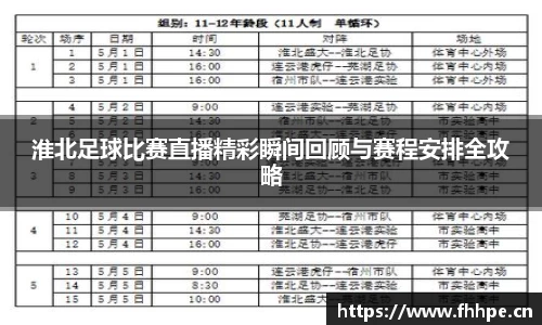 淮北足球比赛直播精彩瞬间回顾与赛程安排全攻略