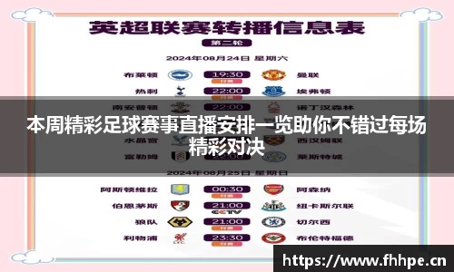 本周精彩足球赛事直播安排一览助你不错过每场精彩对决