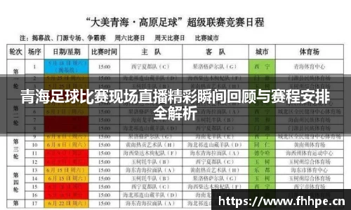 青海足球比赛现场直播精彩瞬间回顾与赛程安排全解析